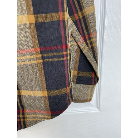 Orvis Heavy Flannel Shirt Brown Plaid Shacket Long Sleeve Button Up Mens Medium - Picture 12 of 12